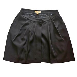 Michael Kors Black A-Line Pleated Skirt Knee-Length